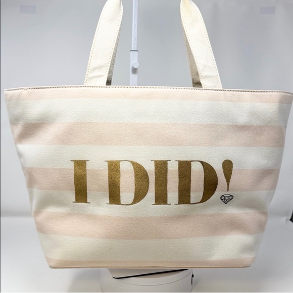 Kate Spade Bride "I Do, I Did" Canvas Tote Custom Wedding Storybook lining - Picture 4 of 6